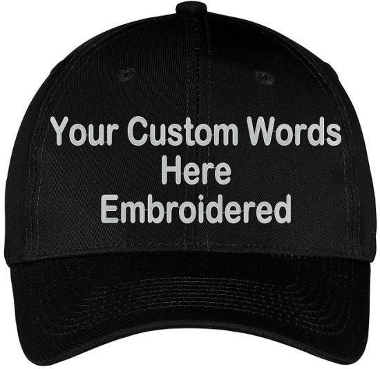 100% Cotton Custom Cap Hat with Your Custom Word Embroidered