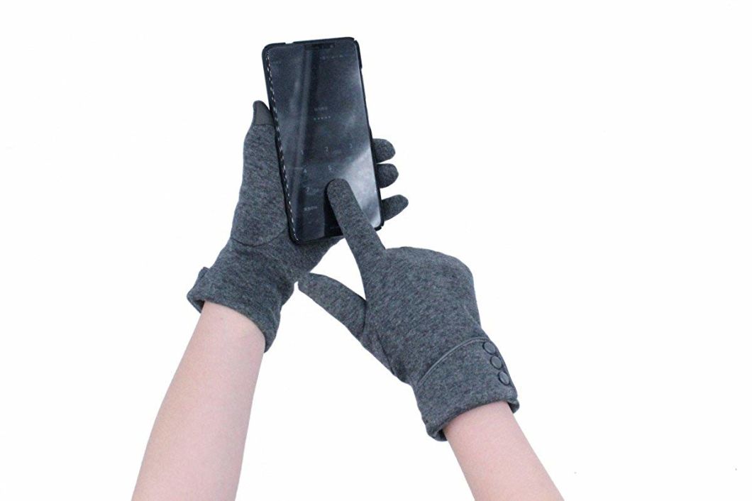 Winter Warm Fleece Windproof Touchscreen Women Black Ladies Gloves