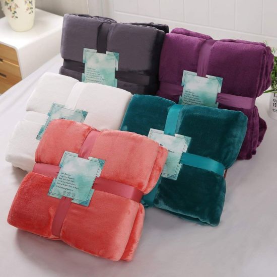Breathable Polyester Flannel Fleece Cozy Plush Fuzzy Throw Coral Blanket