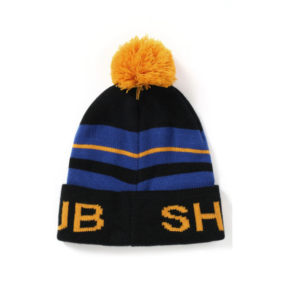 Winter Warm Striped Embroidered Knitted POM POM Baby Beanie Hat
