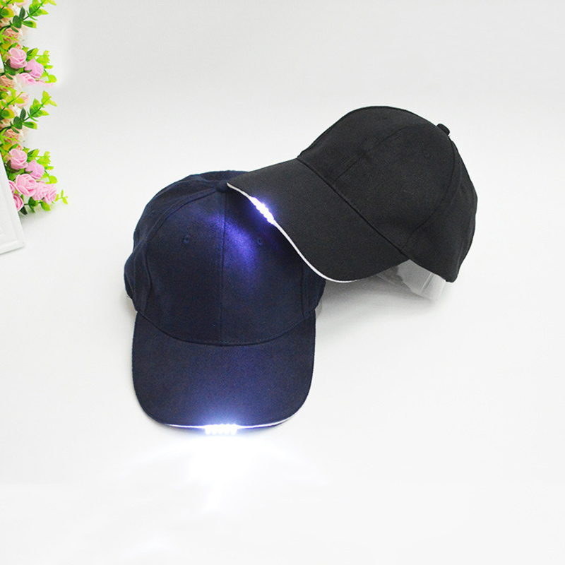 Custom Brushed 100% Cotton Plain Blank LED Light Baseball Cap