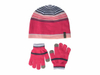 Acrylic Winter Unisex Warm Striped Beanie Knitted Hat Glove Sets
