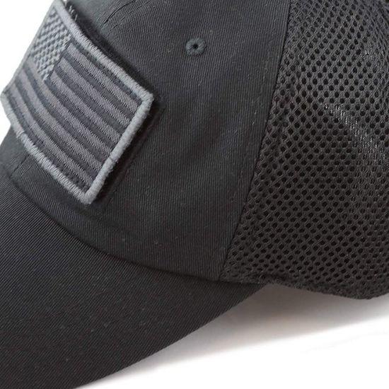 Custom 100% Cotton Unisex Flag Patches Tactical Hat with Mesh