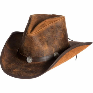 Buffalo Conchos Hatband Handcrafted Pinch Crown Leather Cowboy Hat