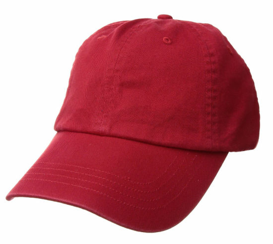 Sedex Audit Adjustable 6 Panel Curved Bill Red Cap with Your Embroidered Logo at Front Back