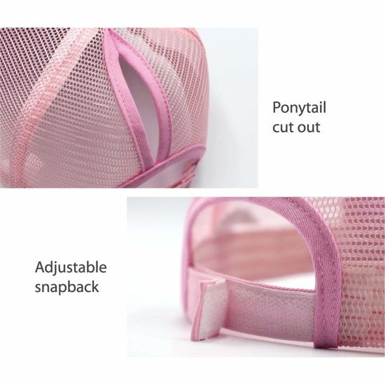 Sedex Audit Custom 100% Cotton Adjustable Baseball Cap Mesh Pony Tail Hat for Women