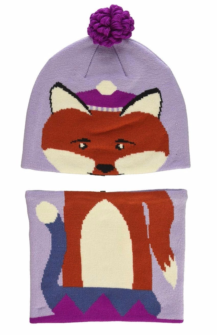 100% Acrylic Cartoon Full-Coverage POM Beanie Circular Kids Knit Scarf