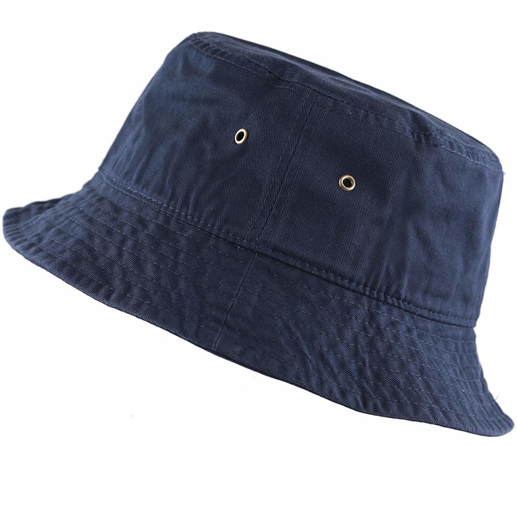 Cotton Packable Travel Bucket Man Summer Hat with Ventilation Eyelets