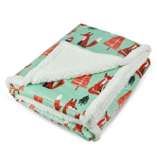 Wholesale Custom Rolled up 100% Polyester Plush Backing Sherpa Throw Fleece Baby Blanket for Toddler Baby Children
