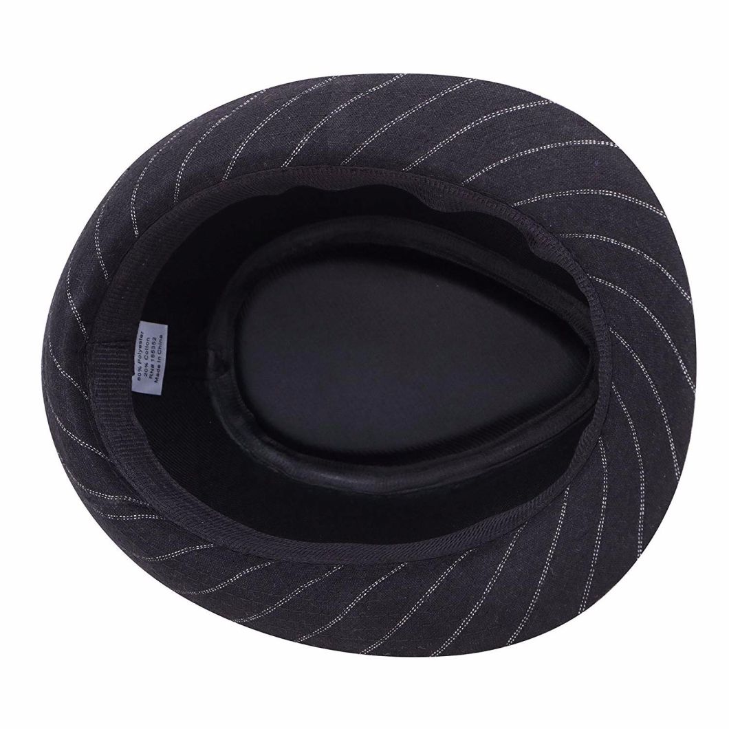 Cotton Gangster Fedora Striped Curved Short Brim Michael Jackson Hat
