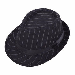 Cotton Gangster Fedora Striped Curved Short Brim Michael Jackson Hat