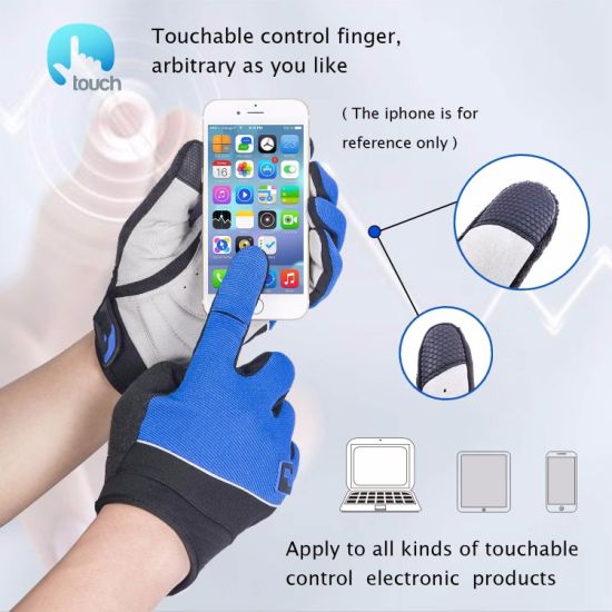 Elasticized Fabric Cycling Gloves Mountain Bike Gloves Road Racing Touch Recognition Full Finger Bicycle Gloves Man Women