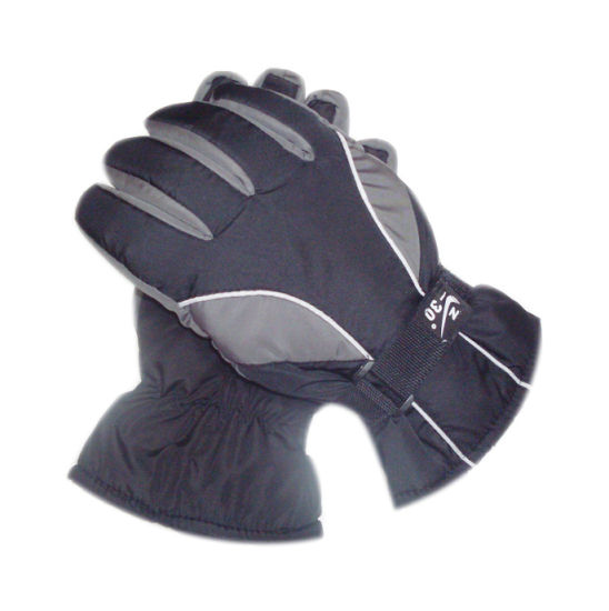 Custom Wholesale Windproof Snow Winter Leather Insulation Black Ski Glove