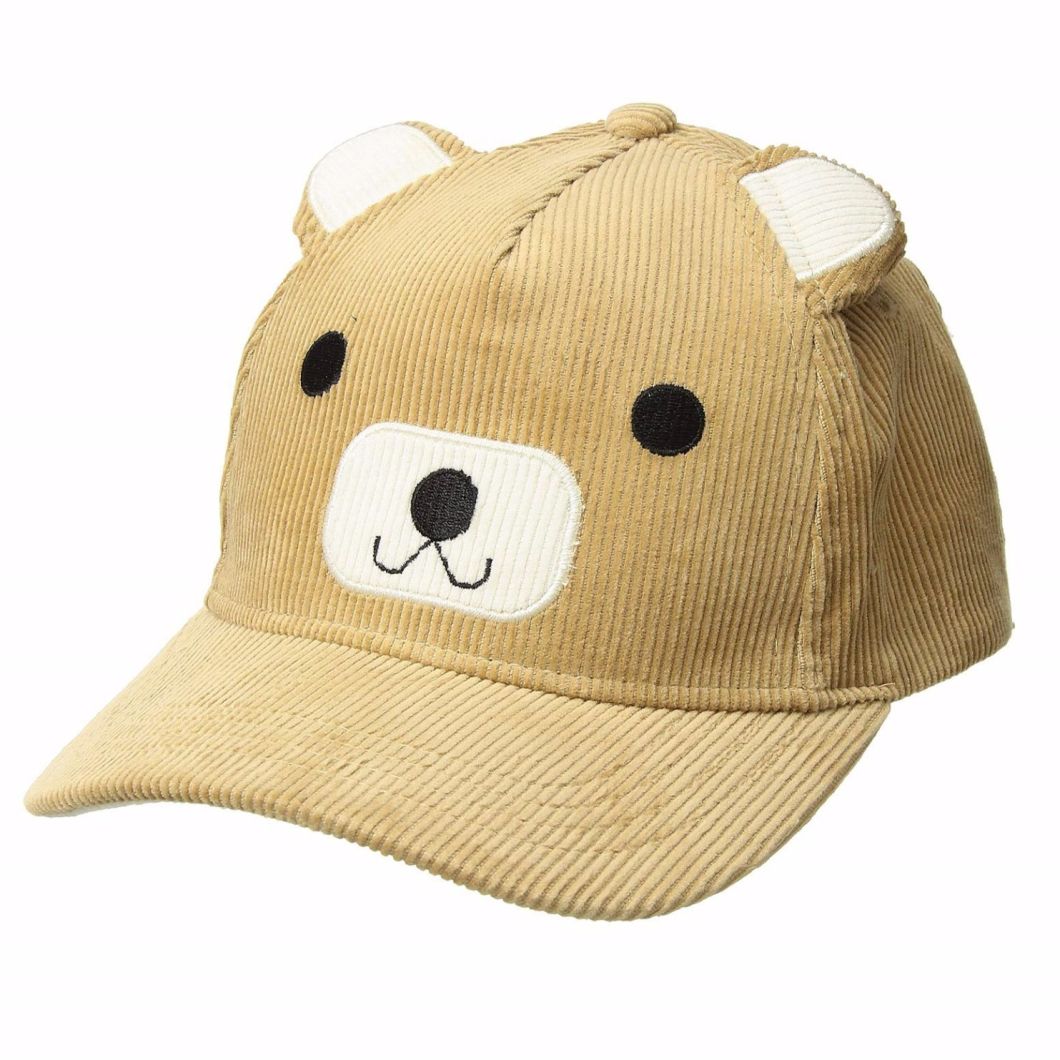 Children Kid 6-Panel Bear Ball Ear Cap with Interior Sweatband