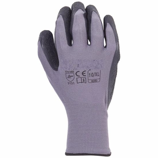 Breathable Work Gloves 100% Polyester Latex Coated Grey Nylon Gloves