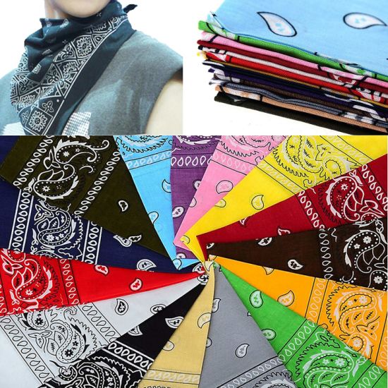 100% Cotton Fashion Accessories Double Sided Print Handkerchief Headwrap Headband Scarf Bandana