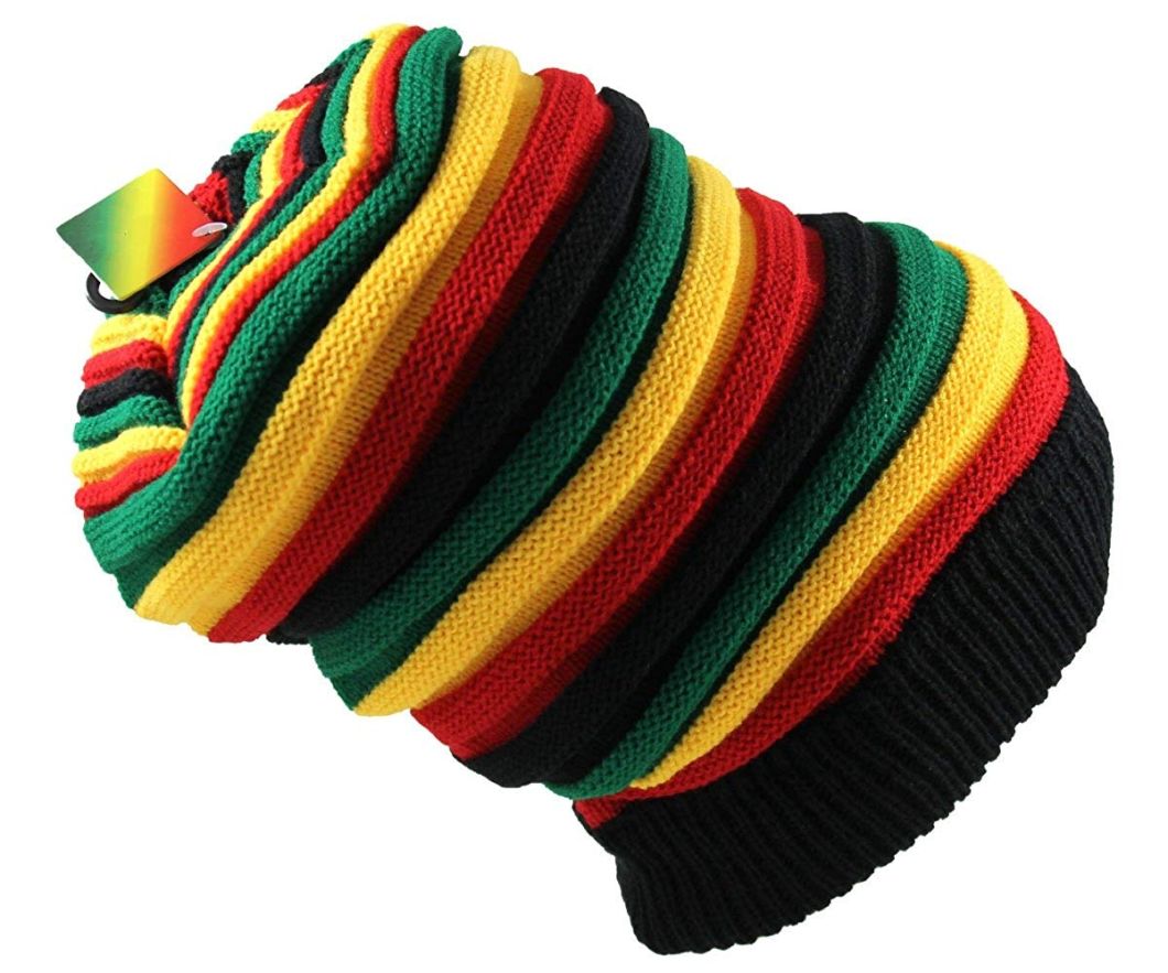 Acrylic Slouchy Reggae Style Stretchable Knitted Slinky Beanie Rasta Hat