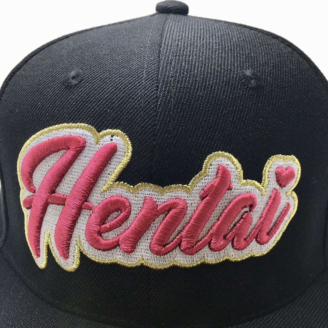 100% Polyester Adjustable 6-Panel Cursive 3D Puff Embroidery Hat