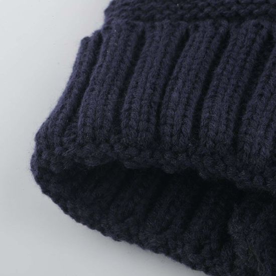 Acrylic Chunky Slouchy Beanie Knitted Fur POM Custom Bobble Hat
