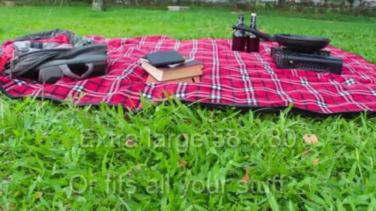 100% Polyester Plaid Portable Extra Large Polar Fleece Picnic Blanket