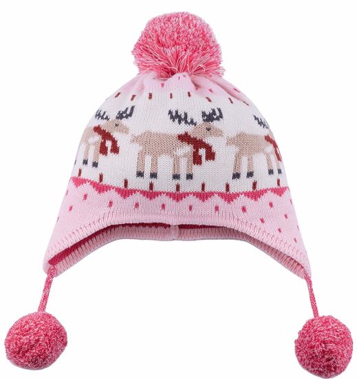 100% Cotton Cute Toddler Beanie Knitted Earflap Baby Pompom Hat