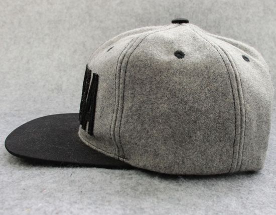 BSCI Audit Adjustable Leather Felt Snapback Applique Embroidery Cap