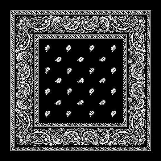 Hot Sales Promotional 100% Cotton 55cm*55cm Black White Paisley Square Printed Bandana