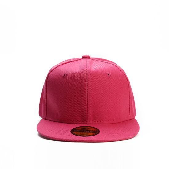 Cotton Red 6-Panel Adjustable Flat Bill Blank Snap Back Cap