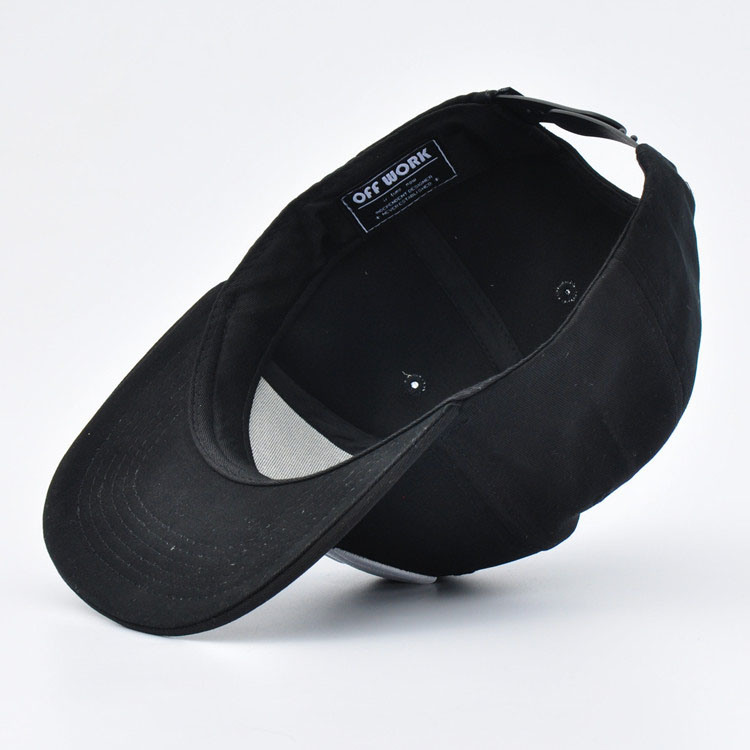 6-Panel Wholesale Cotton Black Embroidery Custom Sports Plain Baseball Snapback Cap