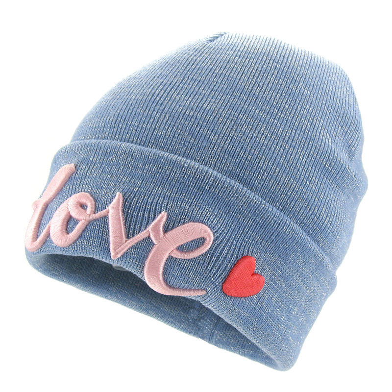 Acrylic 3 D Embroidery Sport Winter Knitted Hat Custom Warm Ski Cap Solid Color Beanie Hats