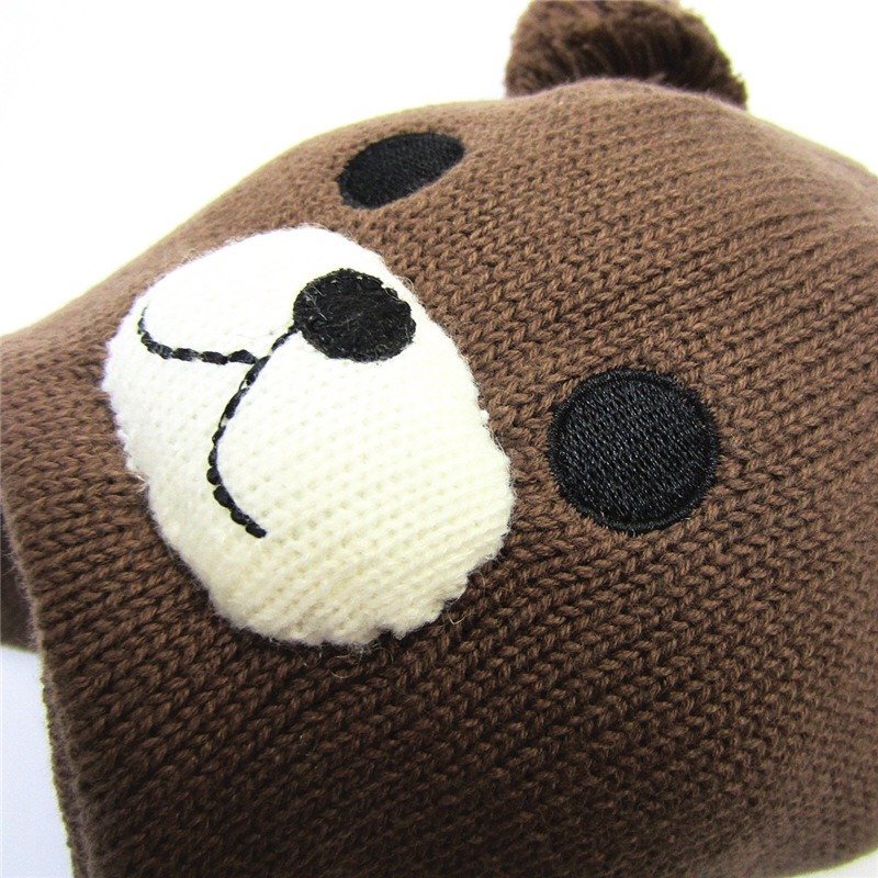 Bear Ear Kids Baby Hats Beanie Warm Hooded Knitted Scarf Set Earflap Caps