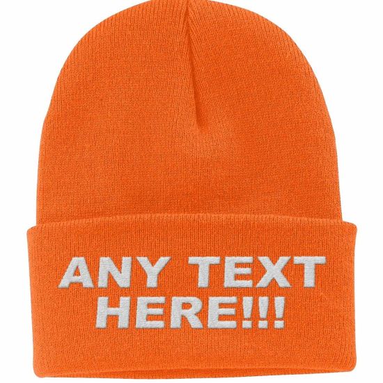 100% Acrylic Knitted Custom Beanie Hat with Designed Embroidered Logo