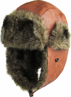 Winter Trooper Leather Trapper Hunting Hat Ushanka Fur Aviator Hat