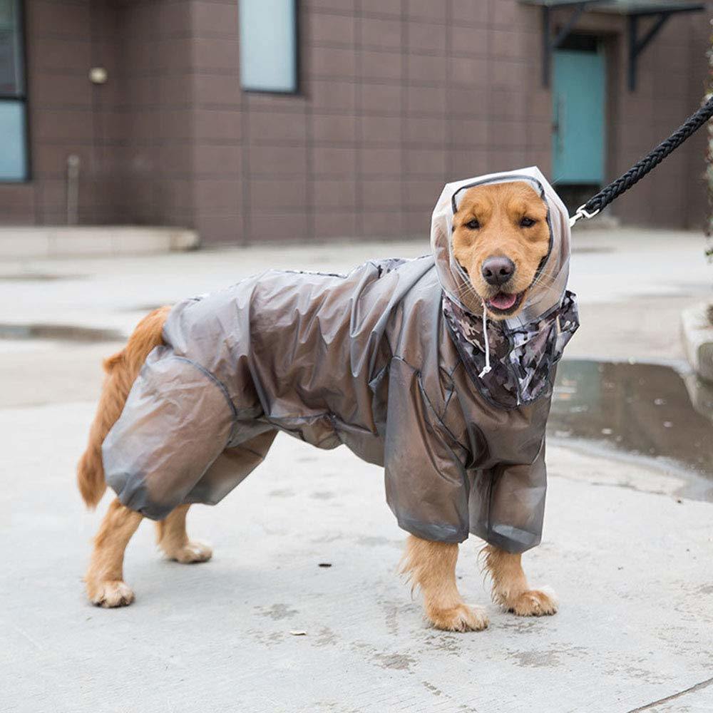 Dog Raincoat, Fashion Large Dog Waterproof Rainwear Rain Jacket Four-Legs Jumpsuit Hoodies Long Sleeves TPU Raincoat for Large Dogs