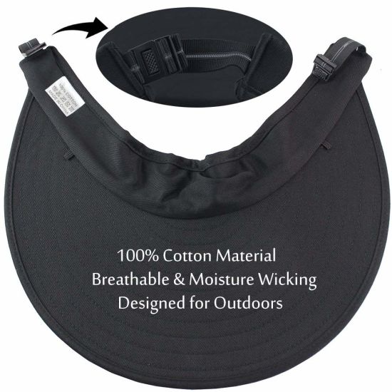 BSCI Audit 100% Cotton UV Protection Wide Brim Visor with Elastic Buckle