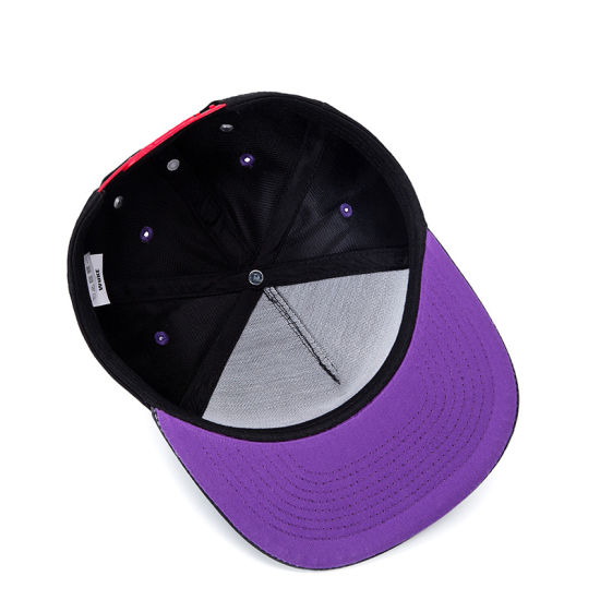 6-Panel Wholesale Cotton Black Embroidery Custom Sports Flat Peaked Baseball Snapback Cap