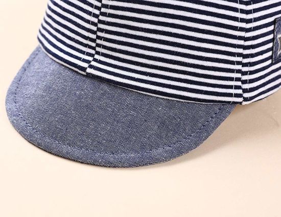Wholesale Breathable Cotton Striped Sun Protection Bow Hat Custom Baby Baseball Cap