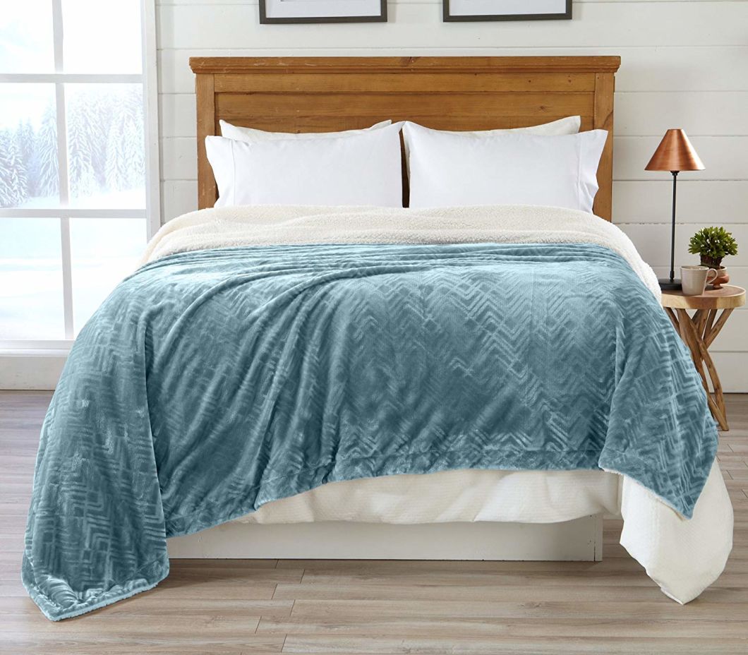 Sedex Audit 100% Polyester Warm Berber Fleece Reversible Plush Sherpa Blanket