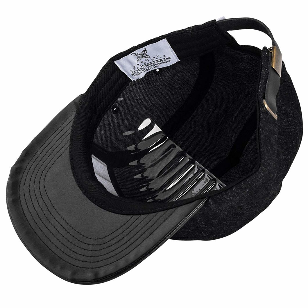 Sedex Audit Custom 5-Panel Patch Jeans Snapback with Leather Brim