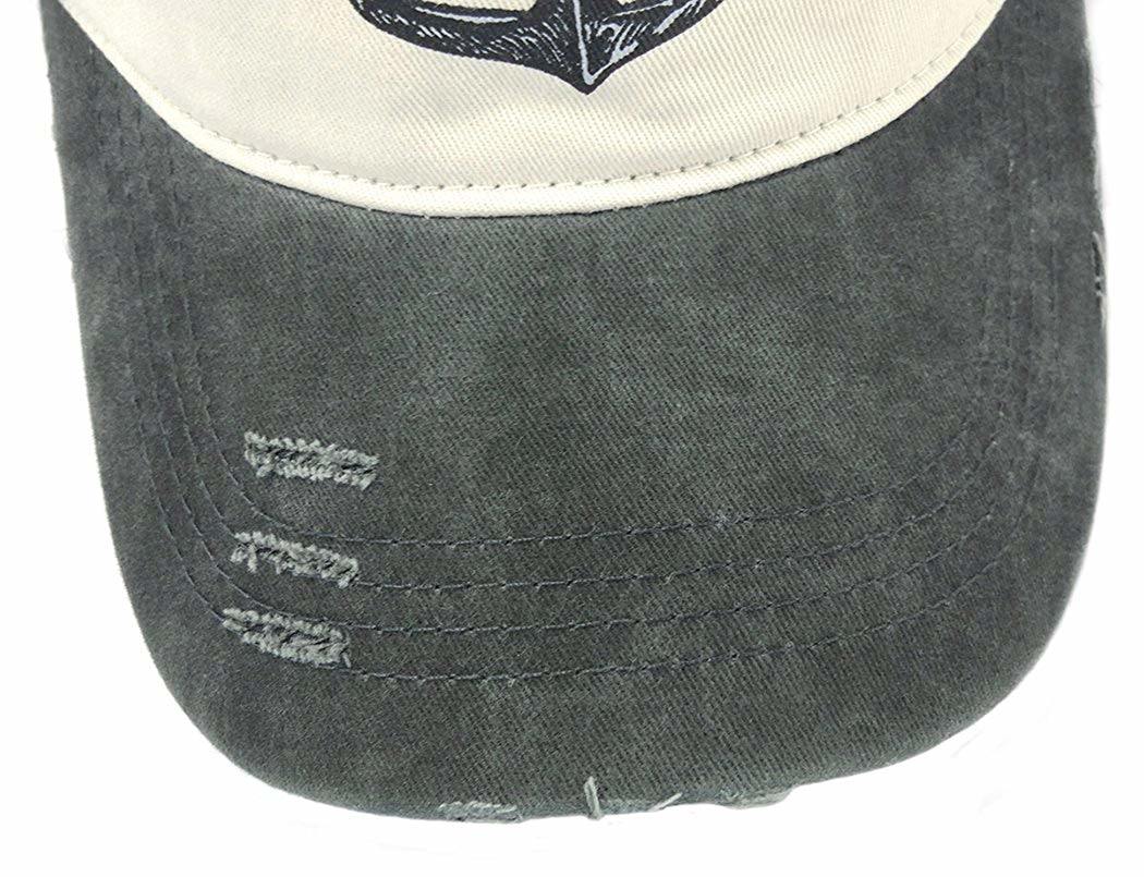 BSCI Audit 100% Cotton Adjustable Pirate Ship Anchor Pattern Distressed Baseball Printing Cap