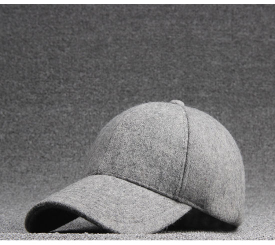 Promotional Unisex Fashion Adjustable Six Panel Black Vintage 100% Wool Baseball Cap