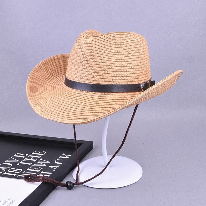 Summer Sun Hat with String Cheap Paper Straw Cowboy Hats for Men