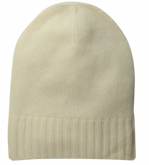 Slouchy Winter Warm Beanie Knitted Ribbed Cuff Cashmere Hat