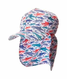 Attached Neck Cover Printed Hat and Cap with Curved Brim