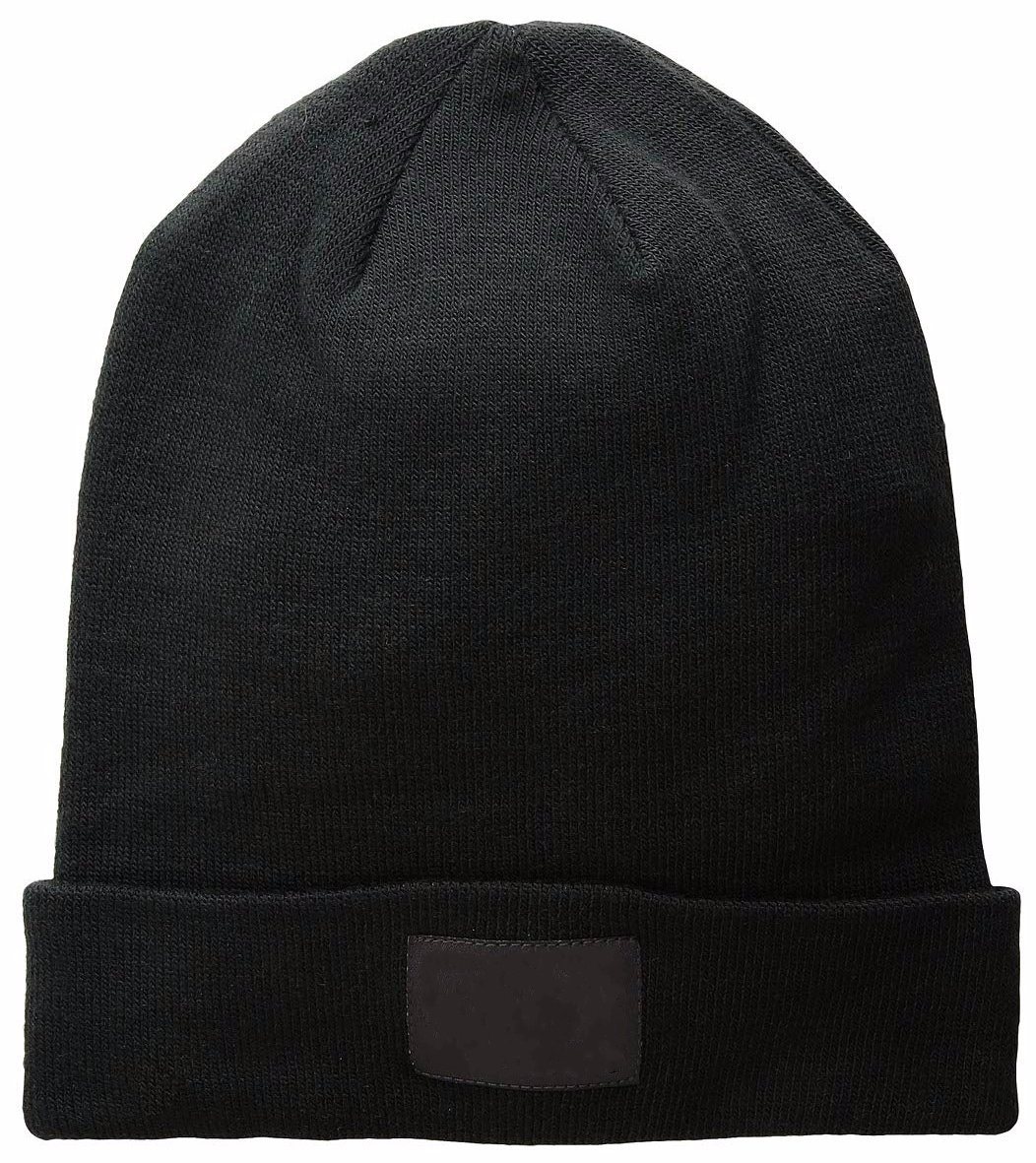 Custom Acrylic Warm Beanie Knitted Patch Wide Cuff Sample Hat