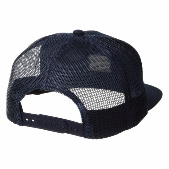 Adjustable Cotton Baseball Embroidered 5-Panel Flat Brim Hat with Mesh