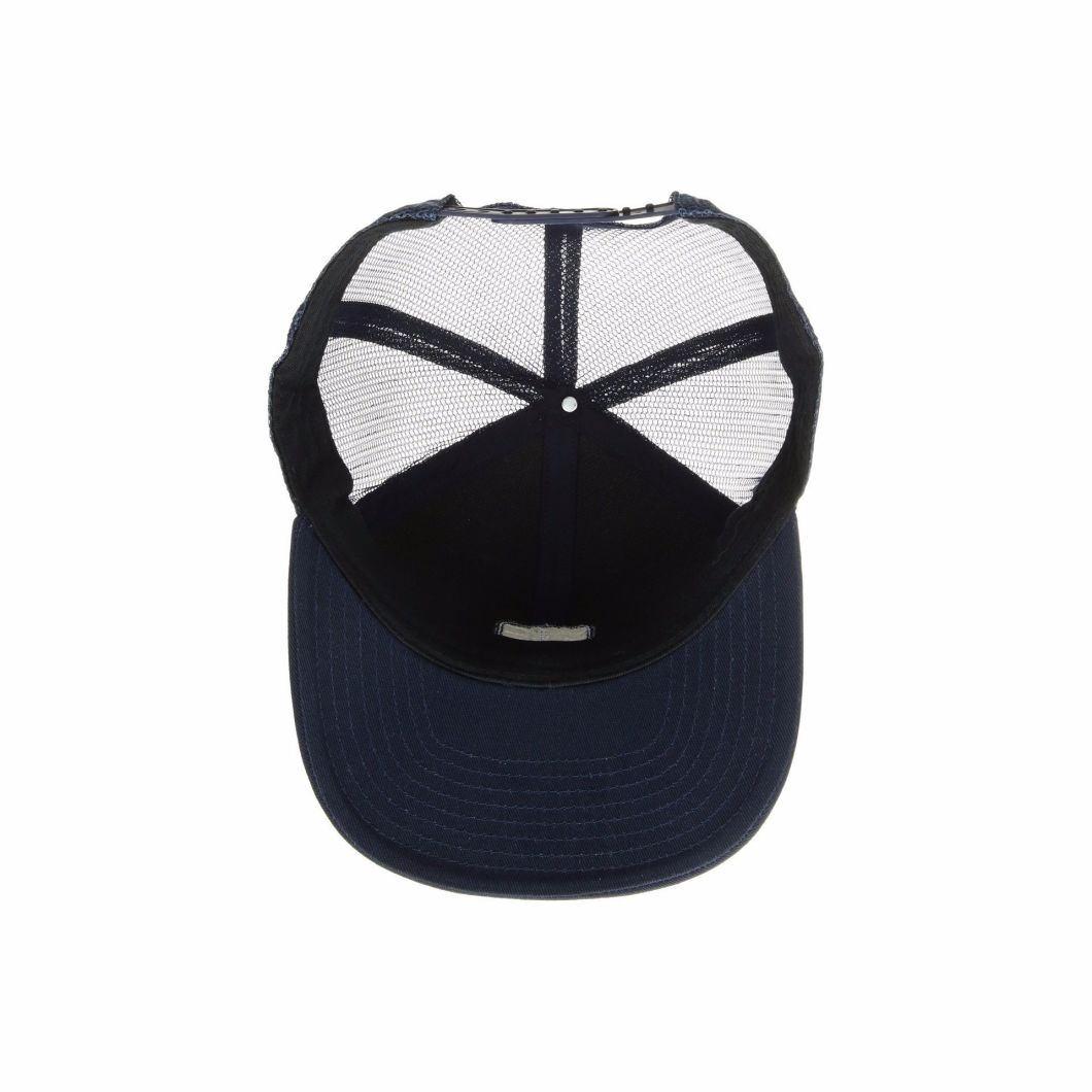 Adjustable Cotton Baseball Embroidered 5-Panel Flat Brim Hat with Mesh