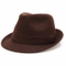 Wholesale Men′s Wool Blend Short Brim Fedora Brown Trilby Hat with Band