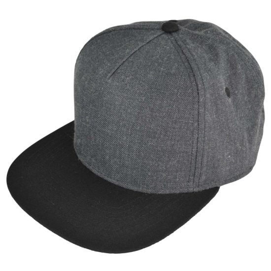 Adjustable 5-Panel Snapback Cap in China Factory with Wool Acrylic