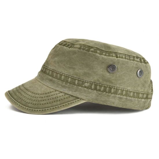 thumbnail image 2 of Oilskin Hat Unisex Classic Military Hats , Adjustable Cotton Army Cap, Vintage Flat Top Outdoors Baseball Caps For Men And Women Green Baseball Cap 2 of 12